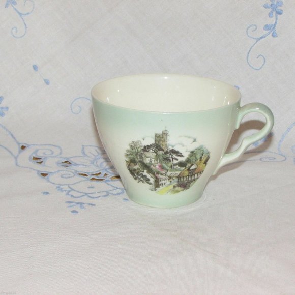 Royal Winton Grimwades Tennis Snack Set Teacup Plate Green Village Scene - Picture 6 of 8